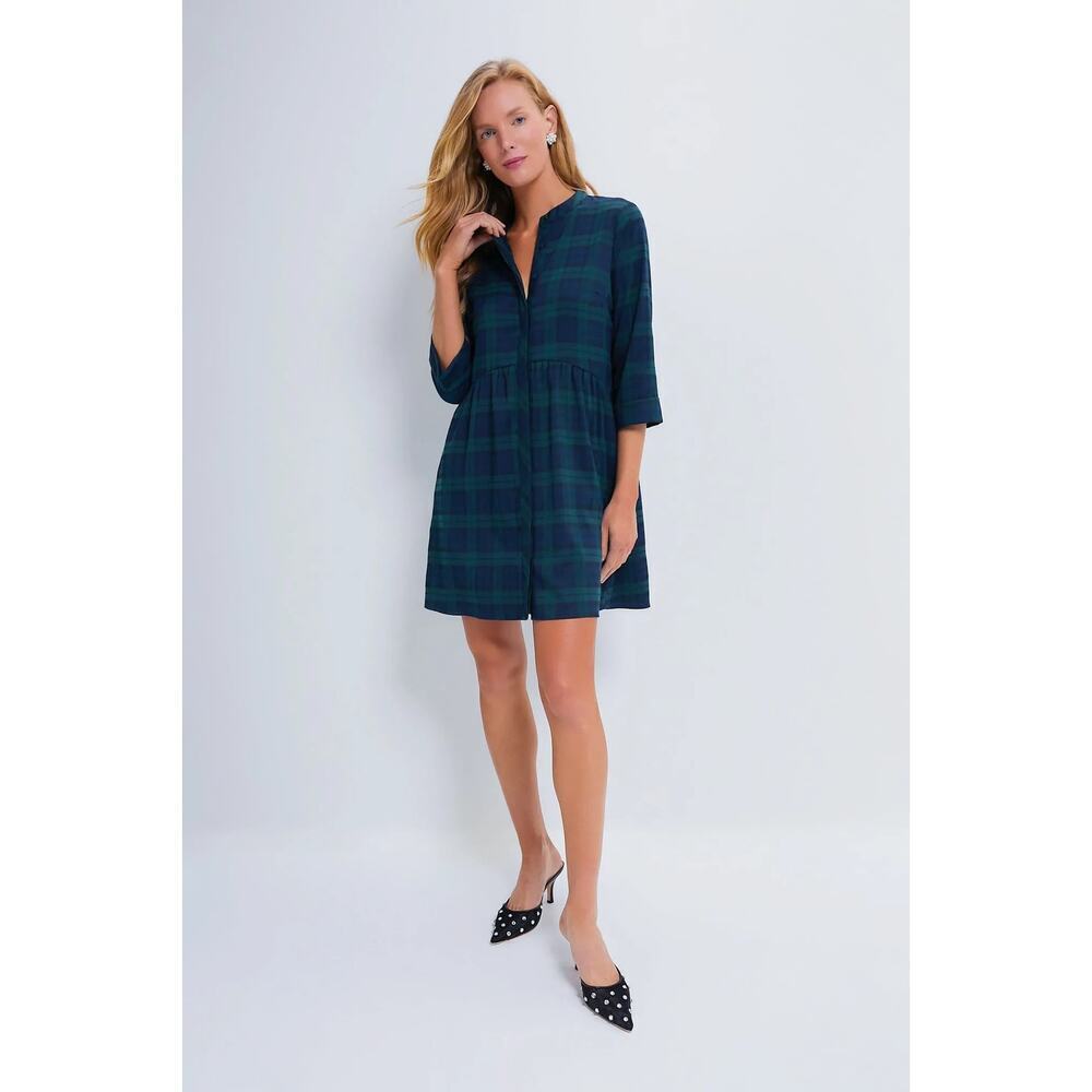 NEW Tuckernuck Women's XL Blackwatch Royal Blue Green Shirt Dress Holiday - Picture 1 of 11
